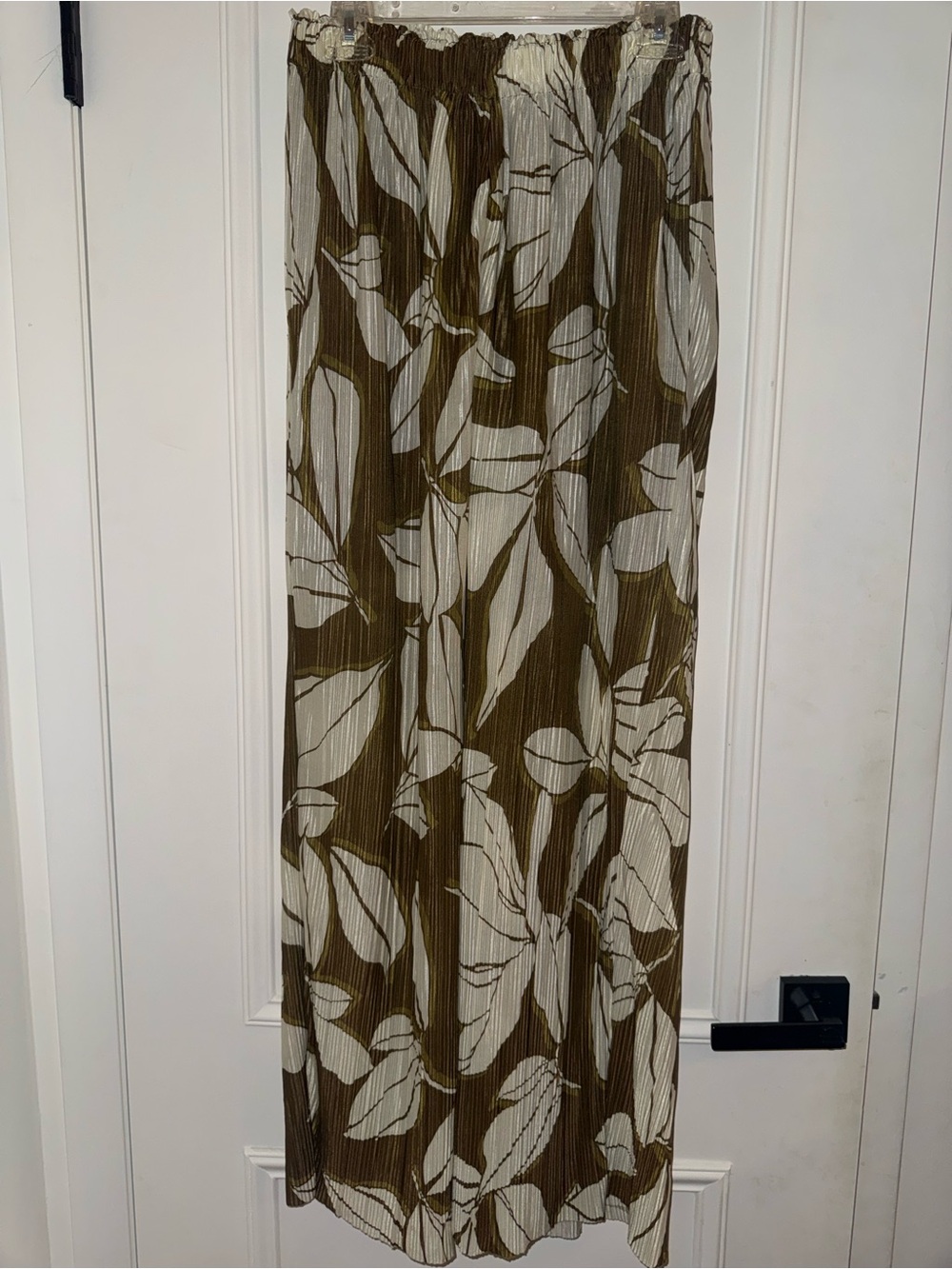 Nine West Pleated Wide Leg Pants | Olive Floral Print | Size Small